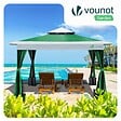VOUNOT - Tonnelle de jardin exterieure pliable avec moustiquaire 3.6x3.6m vert - vignette