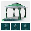 VOUNOT - Tonnelle de jardin exterieure pliable avec moustiquaire Pop up 3.6x3.6m vert - vignette
