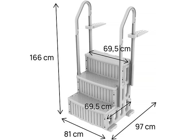 HABITAT ET JARDIN - Escalier simple de piscine "Nathan" - 3 marches - en plastique - large