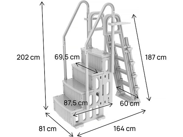 HABITAT ET JARDIN - Escalier double piscine "Mario" avec système de sécurité enfant - large