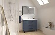 ONDEE - Meuble à poser MONACO - Dim 120cm - Bleu Minéral - Mir SELENA - Poignées noires - vignette