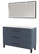 ONDEE - Meuble à poser MONACO - Dim 120cm - Bleu Minéral - Mir SELENA - Poignées noires - vignette