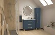 ONDEE - Meuble à poser MONACO - Dim 90cm - Bleu Minéral - Mir ALEXINE - Poignées Dorées - vignette