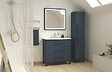 ONDEE - Meuble à poser MONACO - Dim 90cm - Bleu Minéral - Mir SELENA - Poignées noires - vignette