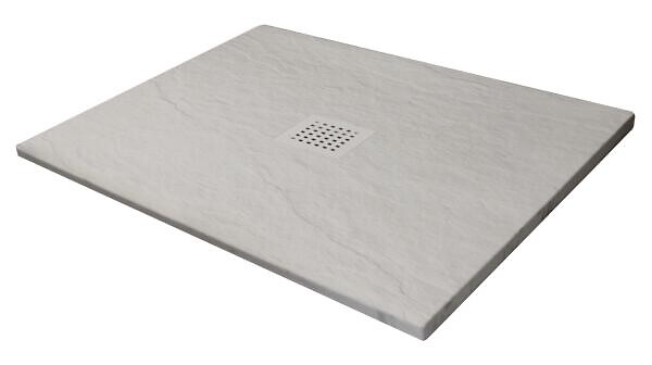 ONDEE - Receveur de douche NARA - Antidérapant Découpable 90x90 cm Résine - Gris - Bonde - large