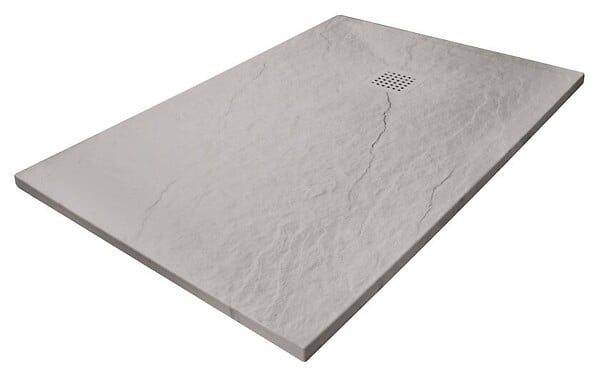 ONDEE - Receveur de douche NARA - Antidérapant Découpable 90x120 cm Résine - Gris - Bonde - large