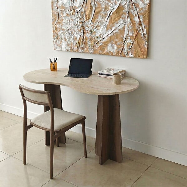 HABITAT ET JARDIN - Bureau en bois "Infini" - 120 x 60 x 75 cm - Travertin - large