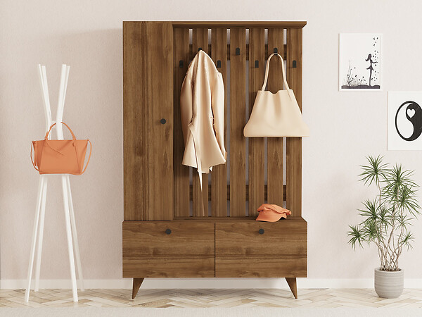 HABITAT ET JARDIN - Meuble d'Entrée en bois "Lala" - 35 x 112 x 170 cm - Noyer - large