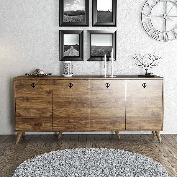 HABITAT ET JARDIN - Buffet en bois "Elite" - 180 x 45 x 80 cm - Marron - large