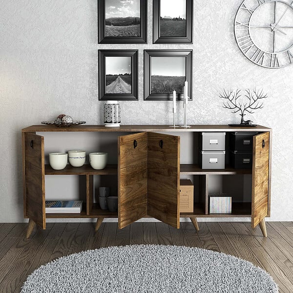 HABITAT ET JARDIN - Buffet en bois "Elite" - 180 x 45 x 80 cm - Marron - large
