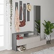 HABITAT ET JARDIN - Meuble d'entrée avec miroir en bois "Ramda" - 137 x 35 x 154 cm - Gris anthracite - vignette