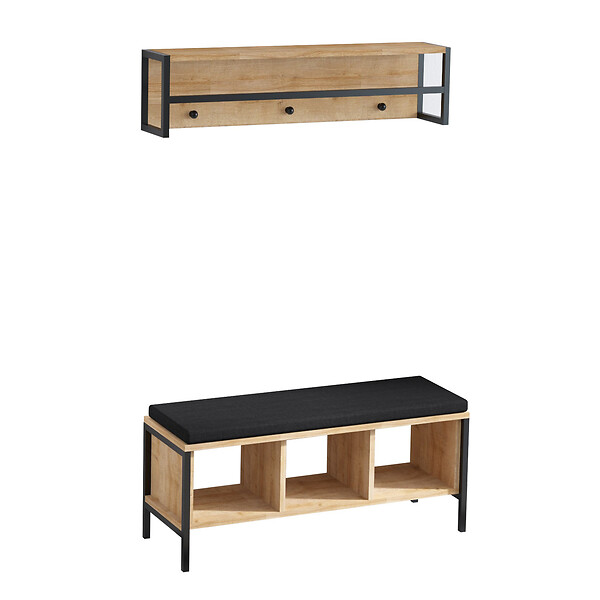 HABITAT ET JARDIN - Meuble d'entrée avec assise en bois "Shana" - 100 x 35 x 43 cm - Beige - large