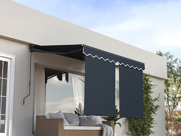 HABITAT ET JARDIN - Store banne avec lambrequin en aluminium 2 x 3 m  "Shadow" - Gris anthracite - large