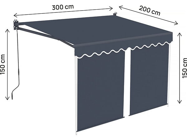 HABITAT ET JARDIN - Store banne avec lambrequin en aluminium 2 x 3 m  "Shadow" - Gris anthracite - large