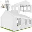 TECTAKE - Tonnelle 6 x 4 m blanche structure acier revêtu par poudre panneaux polyéthylène imperméable protection uv 50+ fenêtres amovibles - vignette