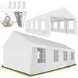TECTAKE - 4 X 8 m tente de réception imperméable protection uv 50+ blanc structure acier bâches résistantes fenêtres amovibles - vignette
