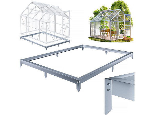 HABITAT ET JARDIN - Embase en acier galvanisé pour serre jardin " Basilic " - 5,89 m² - Gris - large