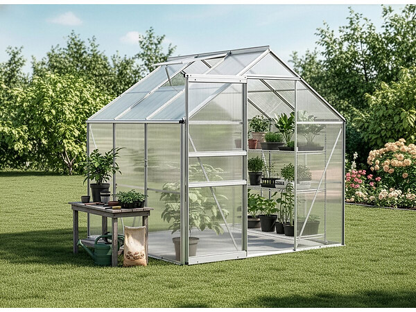 HABITAT ET JARDIN - Embase en acier galvanisé pour serre jardin "Basilic" - 3,61 m² - Gris - large