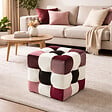 HABITAT ET JARDIN - Pouf en velours "Patchwork" - 42 x 42 x 42 cm - Multicolore - vignette