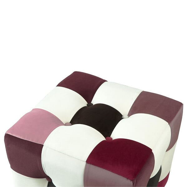HABITAT ET JARDIN - Pouf en velours "Patchwork" - 42 x 42 x 42 cm - Multicolore - large