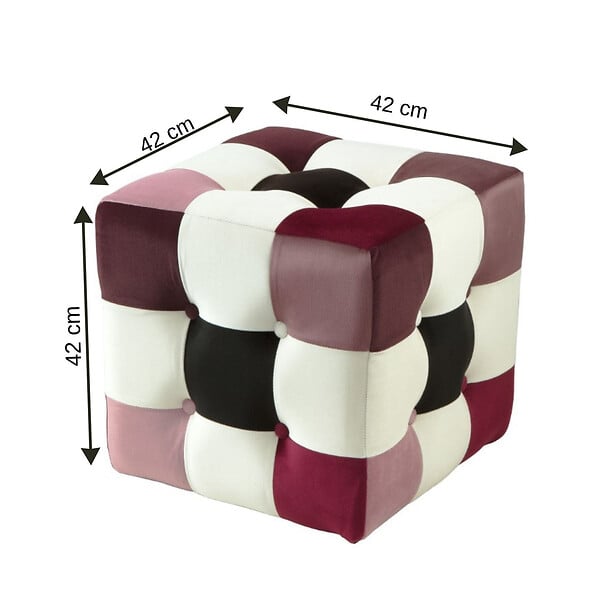 HABITAT ET JARDIN - Pouf en velours "Patchwork" - 42 x 42 x 42 cm - Multicolore - large
