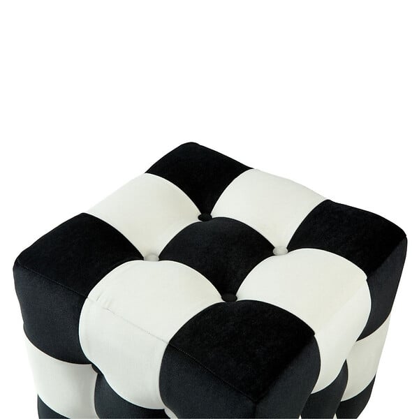 HABITAT ET JARDIN - Pouf en velours "Patchwork" - 42 x 42 x 42 cm - Noir / Blanc - large