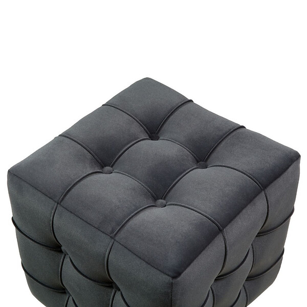 HABITAT ET JARDIN - Pouf en velours "Lizbon" - 42 x 42 x 42 cm - Gris - large