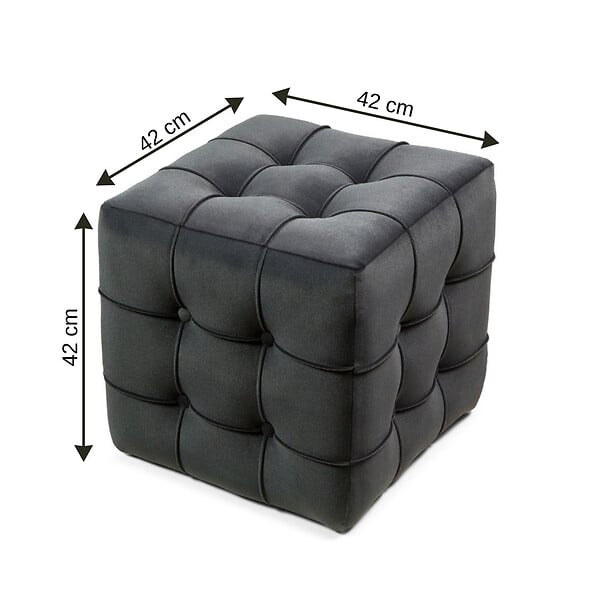 HABITAT ET JARDIN - Pouf en velours "Lizbon" - 42 x 42 x 42 cm - Gris - large