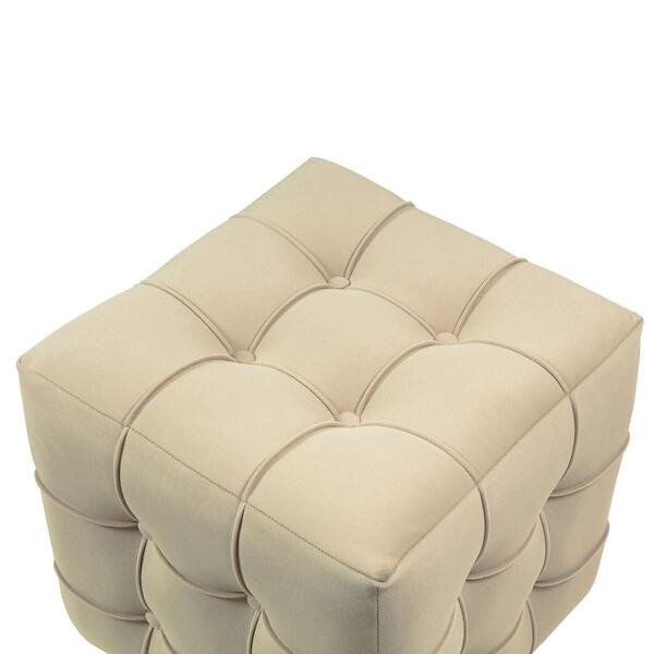 HABITAT ET JARDIN - Pouf en velours "Lizbon" - 42 x 42 x 42 cm - Crème - large