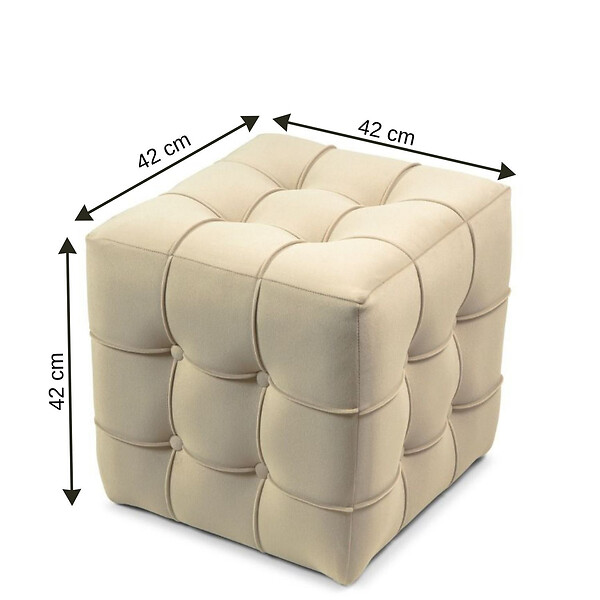 HABITAT ET JARDIN - Pouf en velours "Lizbon" - 42 x 42 x 42 cm - Crème - large