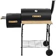 TECTAKE - Barbecue charbon 2 en 1 2 compartiments thermomètre noir 110x60x116 cm 2 roues - vignette