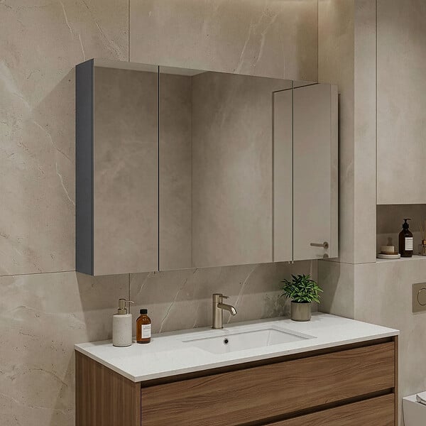 HABITAT ET JARDIN - Meuble Salle de Bain avec Miroir "Side 100" - 100 x 16 x 66 cm - Matte Anthracite - large