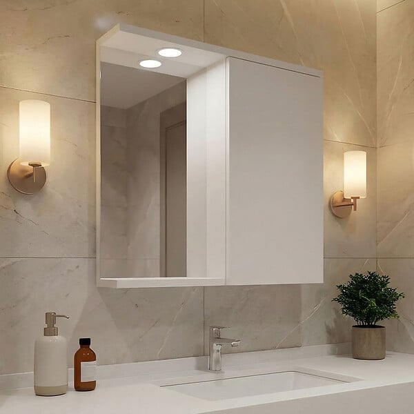 HABITAT ET JARDIN - Meuble Salle de Bain avec Miroir "Purus 80" - 75 x 18 x 68 cm - White - large