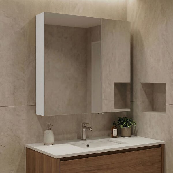 HABITAT ET JARDIN - Meuble Salle de Bain avec Miroir "Purus Desna 60" - 60 x 16 x 66 cm - White - large