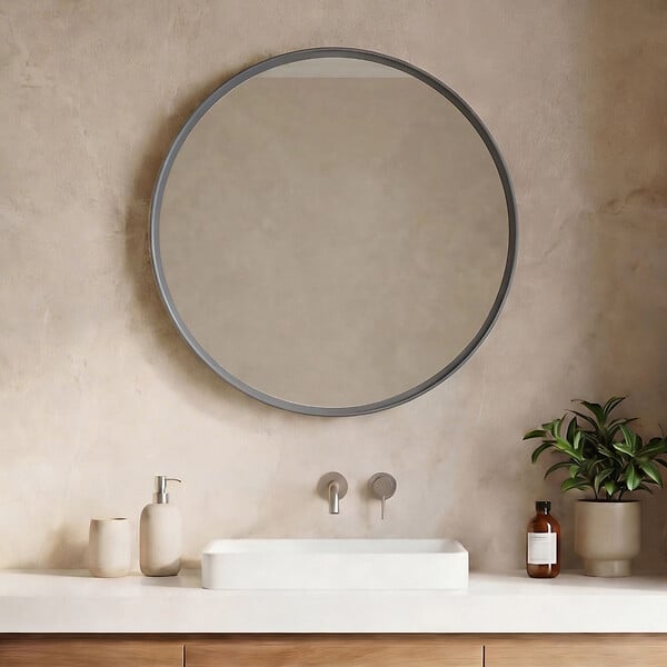 HABITAT ET JARDIN - Miroir Décoratif en Bois "Moonlight 90 v2" - 90 x 7 x 90 cm - Matte Grey - large
