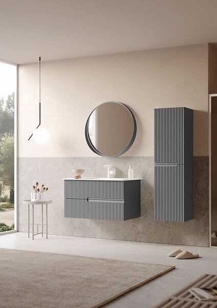 HABITAT ET JARDIN - Miroir Décoratif en Bois "Moonlight 90 v2" - 90 x 7 x 90 cm - Matte Grey - large