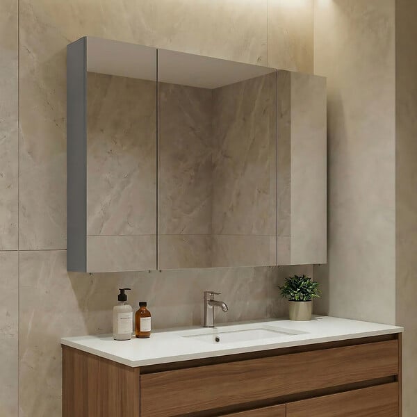 HABITAT ET JARDIN - Meuble Salle de Bain avec Miroir "Nuvola 100 v2" - 97 x 16 x 66 cm - Grey - large
