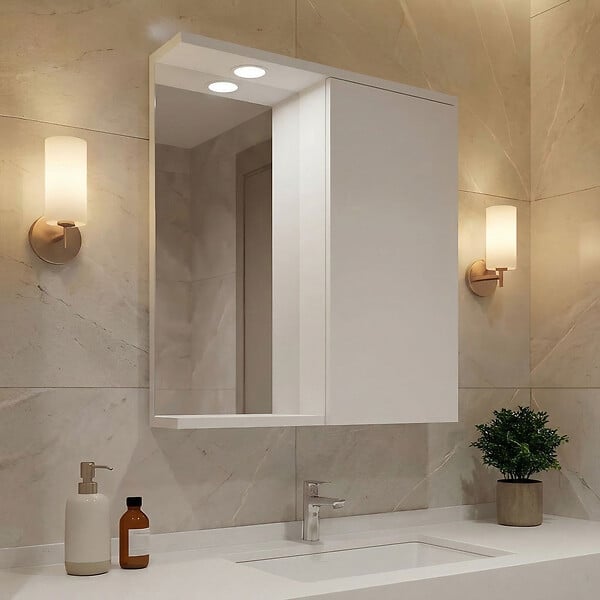 HABITAT ET JARDIN - Meuble Salle de Bain avec Miroir "Purus 55" - 56 x 18 x 68 cm - White - large