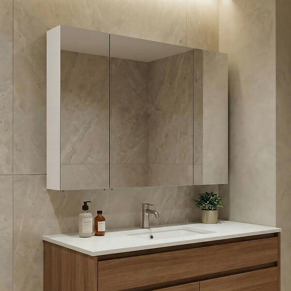 HABITAT ET JARDIN - Meuble Salle de Bain avec Miroir "Nuvola 100 v2" - 97 x 16 x 66 cm - White - large