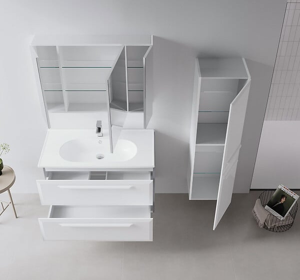 HABITAT ET JARDIN - Meuble Salle de Bain avec Miroir "Nuvola 100 v2" - 97 x 16 x 66 cm - White - large