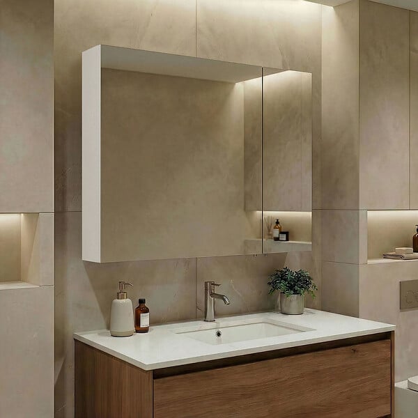HABITAT ET JARDIN - Meuble Salle de Bain avec Miroir "Nuvola 80 v2" - 75 x 16 x 66 cm - White - large