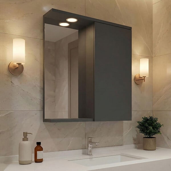 HABITAT ET JARDIN - Meuble Salle de Bain avec Miroir "Purus 65" - 63 x 18 x 68 cm - Matte Anthracite - large