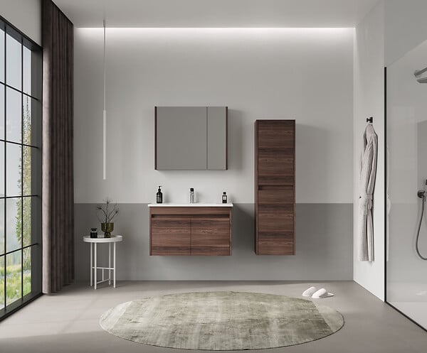HABITAT ET JARDIN - Meuble Salle de Bain avec Miroir "Side 80" - 79 x 16 x 66 cm - Dark Walnut - large