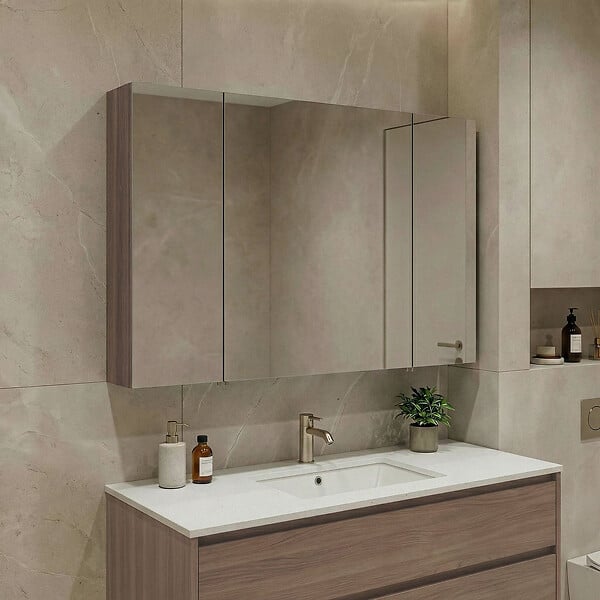 HABITAT ET JARDIN - Meuble Salle de Bain avec Miroir "Side 100" - 100 x 16 x 66 cm - Dark Walnut - large