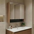 HABITAT ET JARDIN - Meuble Salle de Bain avec Miroir "Ricato 80" - 80 x 16 x 78 cm - Walnut - vignette