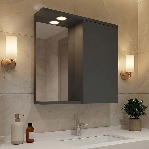 HABITAT ET JARDIN - Meuble Salle de Bain avec Miroir "Purus 80" - 75 x 18 x 68 cm - Matte Anthracite - large