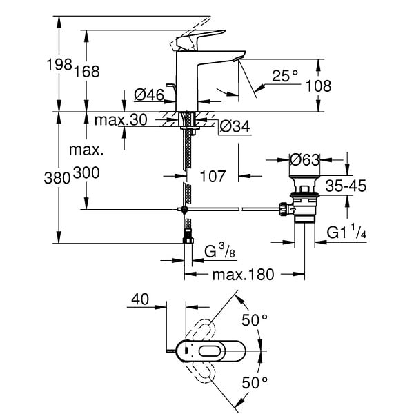 GROHE - Mitigeur lavabo Bauloop taille M - large