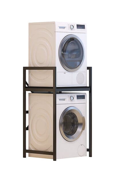 HABITAT ET JARDIN - Meuble pour machine à laver en métal "Junior" - 70 x 60 x 116 cm - Noir - large
