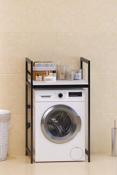 HABITAT ET JARDIN - Meuble pour machine à laver en métal "Junior" - 70 x 60 x 116 cm - Blanc - large