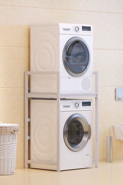 HABITAT ET JARDIN - Meuble pour machine à laver en métal "Junior" - 70 x 60 x 116 cm - Blanc - large